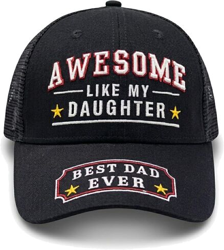 Awesome Like My Daughter Best Dad Ever Hat, Gifts for Dad's Fathers Day from Daughter, Adjustable Fit,Gift for Birthday Black in Saudi Arabia