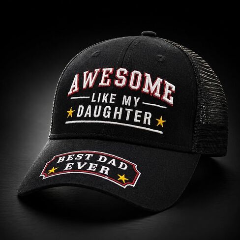 Awesome Like My Daughter Best Dad Ever Hat, Gifts for Dad's Fathers Day from Daughter, Adjustable Fit,Gift for Birthday Black in Saudi Arabia