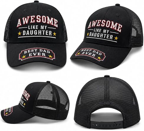 Awesome Like My Daughter Best Dad Ever Hat, Gifts for Dad's Fathers Day from Daughter, Adjustable Fit,Gift for Birthday Black in Saudi Arabia