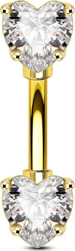 Melighting 16G Heart Gold Rook Piercing Jewelry, Eyebrow Ring 316L Stainless Steel Clear CZ, 6/8 mm Rook Earring for Women Elegant Eyebrow Lobe Piercing in Kuwait