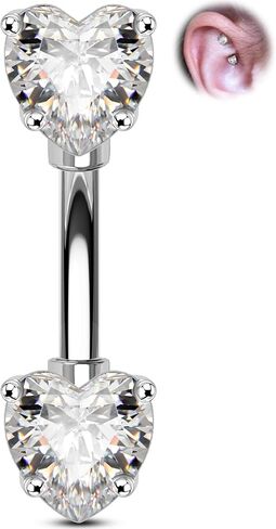 Melighting 16G Heart Gold Rook Piercing Jewelry, Eyebrow Ring 316L Stainless Steel Clear CZ, 6/8 mm Rook Earring for Women Elegant Eyebrow Lobe Piercing in Kuwait