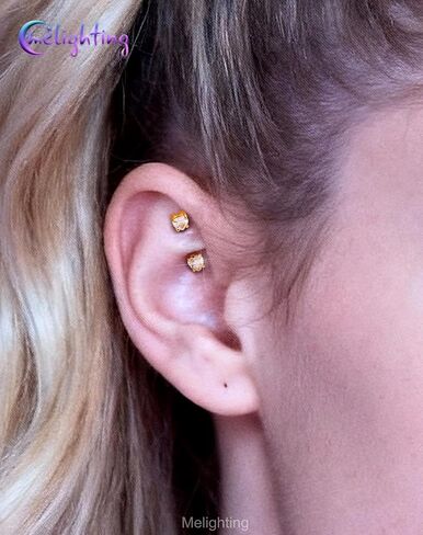 Melighting 16G Heart Gold Rook Piercing Jewelry, Eyebrow Ring 316L Stainless Steel Clear CZ, 6/8 mm Rook Earring for Women Elegant Eyebrow Lobe Piercing in Kuwait