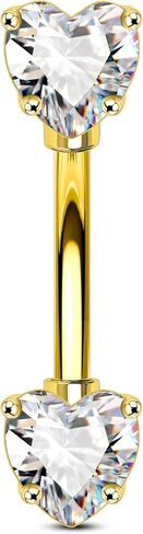 Melighting 16G Heart Gold Rook Piercing Jewelry, Eyebrow Ring 316L Stainless Steel Clear CZ, 6/8 mm Rook Earring for Women Elegant Eyebrow Lobe Piercing in Kuwait