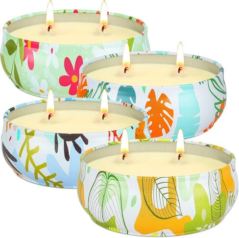 Citronella Candles Outdoor 4 Pack Soy Wax Citronella Lemongrass Candles 240 Hours Burning Time Large Decorative Jar Scented Candle Bulk for Outside Garden Yard Balcony, Summer Camping in Saudi Arabia