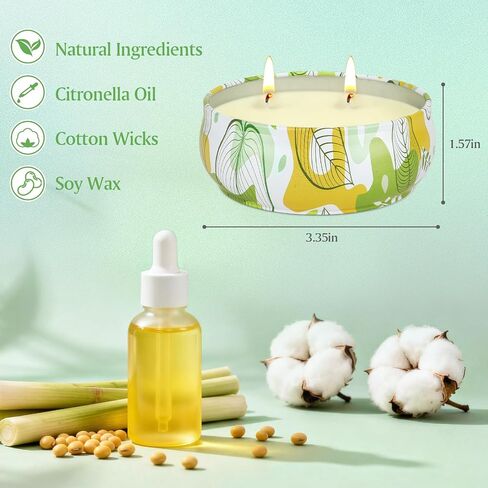 Citronella Candles Outdoor 4 Pack Soy Wax Citronella Lemongrass Candles 240 Hours Burning Time Large Decorative Jar Scented Candle Bulk for Outside Garden Yard Balcony, Summer Camping in Saudi Arabia