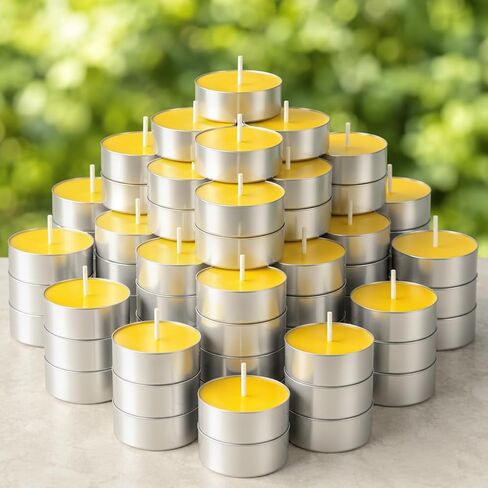 100 Pack Citronella Tealight Candles Bulk,Outdoor Intdoor Summer Scented Candles,Natural Soy Wax Citronella Tea Lights Candles for Patio,Yard,Garden,Pool,Porch,Parties,Weddings in Saudi Arabia