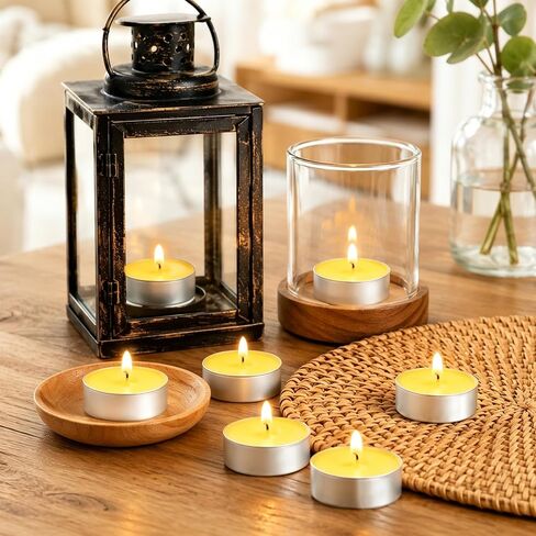 100 Pack Citronella Tealight Candles Bulk,Outdoor Intdoor Summer Scented Candles,Natural Soy Wax Citronella Tea Lights Candles for Patio,Yard,Garden,Pool,Porch,Parties,Weddings in Saudi Arabia
