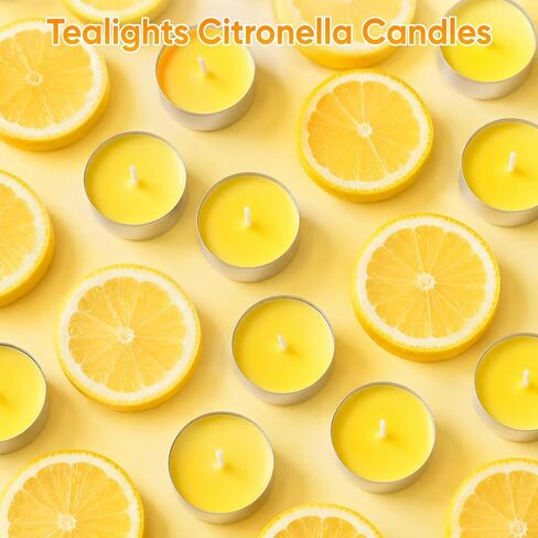 100 Pack Citronella Tealight Candles Bulk,Outdoor Intdoor Summer Scented Candles,Natural Soy Wax Citronella Tea Lights Candles for Patio,Yard,Garden,Pool,Porch,Parties,Weddings in Saudi Arabia