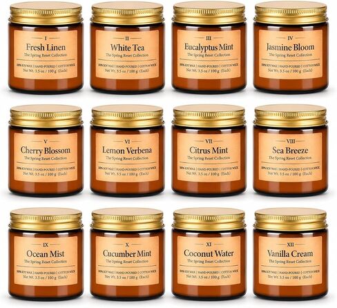 Scented Candles Gift Set,12 Pack Aromatherapy Candles for Home Scented, Aromatherapy Jar Candle Gifts for Women, Natural Soy Wax Amber Candle Set, Scented Candles Set for Birthday Present in Saudi Arabia