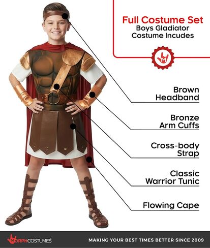 Morph Gladiator Costume Kid, Roman Gladiator Costume Kids, Boys Gladiators Costume, Boys Halloween Costume in Kuwait