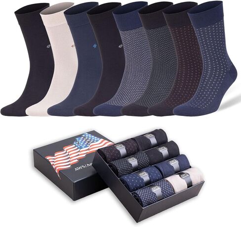 جوارب AWS/American Made للرجال من الخيزران مكونة من 8 قطع، جوارب دائرية من الخيزران رايون مقاس 8-11.5، مكتب عمل مسامي in Kuwait