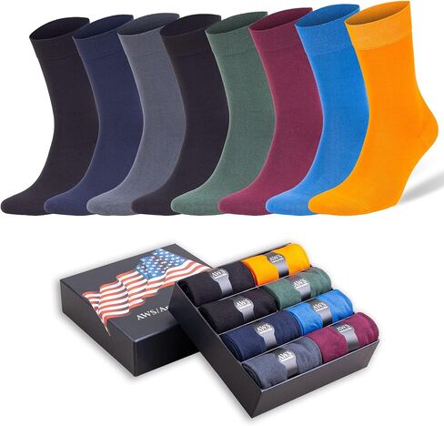 جوارب AWS/American Made للرجال من الخيزران مكونة من 8 قطع، جوارب دائرية من الخيزران رايون مقاس 8-11.5، مكتب عمل مسامي in Kuwait
