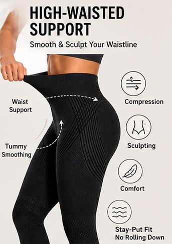 Anti Cellulite Leggings-3D High Waisted Elastic Breathable Hip Lifting Compression Leggings for Women in Kuwait
