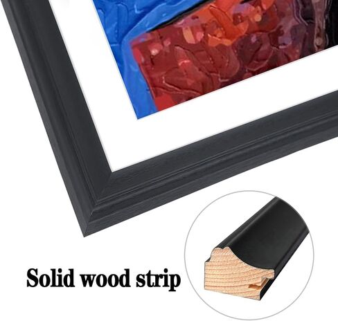17x25 Panoramic Picture Frames Solid Wood ,With White Mat ,Fit 14x22 inch Photos with Mat or 17x25 without Mat，Poster Frame 17x25Photo Frames Family Wall 14x22 Picture Frame Black (L23B1725W1422) in Kuwait