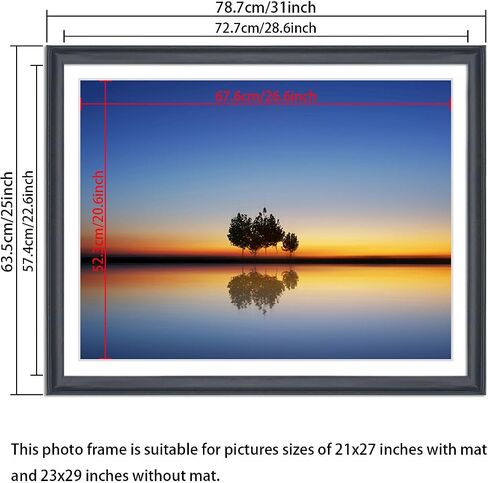 23x29 Picture Frame Solid Wood Black, Display 21"x27" (With mat) or 23"x29" (Without mat) Photos, Poster, Painting,Puzzles (X23B2329W2127) in Saudi Arabia