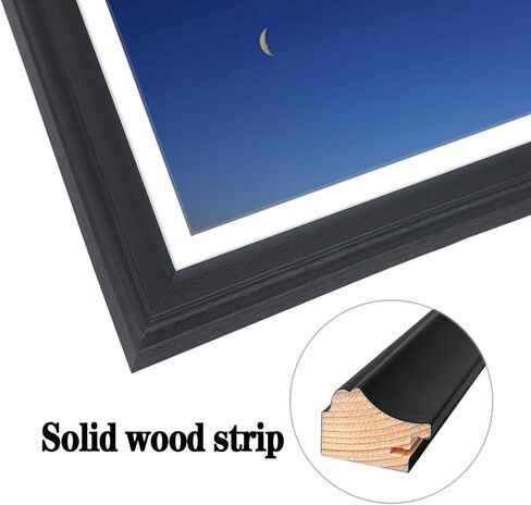23x29 Picture Frame Solid Wood Black, Display 21"x27" (With mat) or 23"x29" (Without mat) Photos, Poster, Painting,Puzzles (X23B2329W2127) in Saudi Arabia