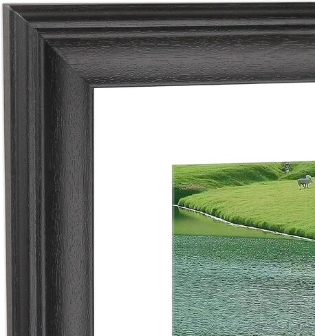 24x34 Picture Frame Solid Wood Black, Display 20"x30" (With mat) or 24"x34" (Without mat) Painting,Puzzles,Photos, Poster (F23B2434W2030) in Saudi Arabia