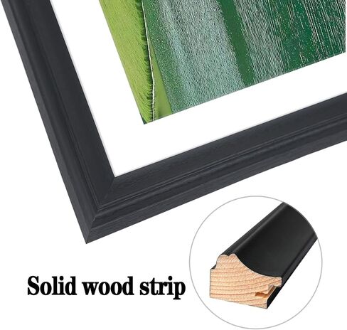 24x34 Picture Frame Solid Wood Black, Display 20"x30" (With mat) or 24"x34" (Without mat) Painting,Puzzles,Photos, Poster (F23B2434W2030) in Saudi Arabia