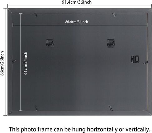 24x34 Picture Frame Solid Wood Black, Display 20"x30" (With mat) or 24"x34" (Without mat) Painting,Puzzles,Photos, Poster (F23B2434W2030) in Saudi Arabia