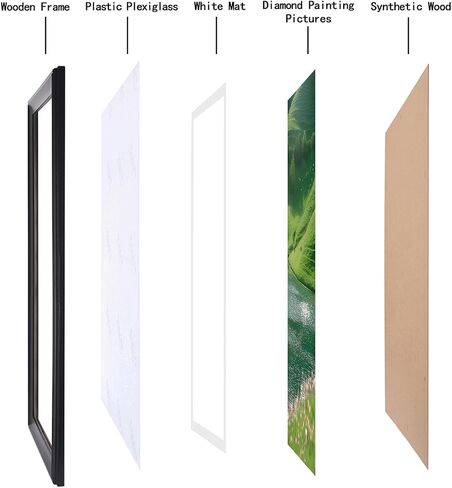 24x34 Picture Frame Solid Wood Black, Display 20"x30" (With mat) or 24"x34" (Without mat) Painting,Puzzles,Photos, Poster (F23B2434W2030) in Saudi Arabia