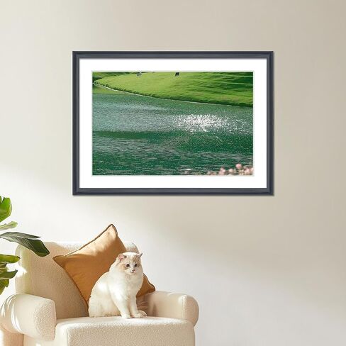 24x34 Picture Frame Solid Wood Black, Display 20"x30" (With mat) or 24"x34" (Without mat) Painting,Puzzles,Photos, Poster (F23B2434W2030) in Saudi Arabia