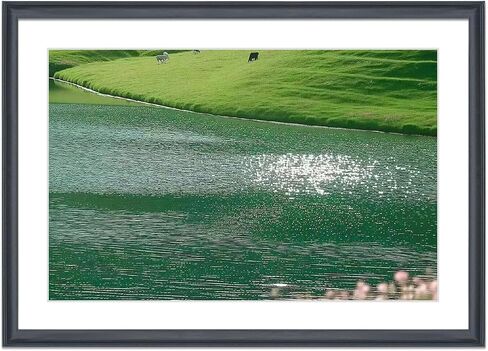 24x34 Picture Frame Solid Wood Black, Display 20"x30" (With mat) or 24"x34" (Without mat) Painting,Puzzles,Photos, Poster (F23B2434W2030) in Saudi Arabia