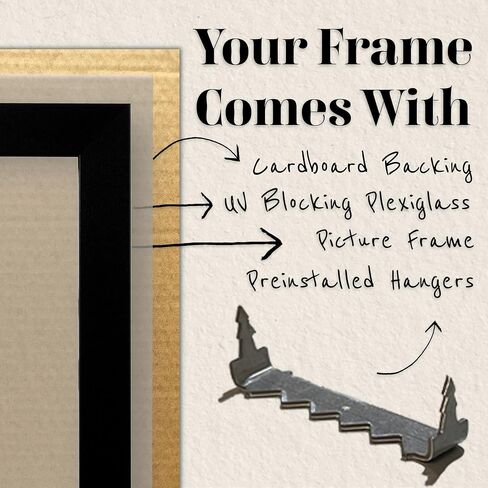 24x30 Black Picture Frame .75" Inch Wide - Handmade Solid Wood Frames with Preinstalled Hangers and UV Blocking Plexiglass Frames in Saudi Arabia