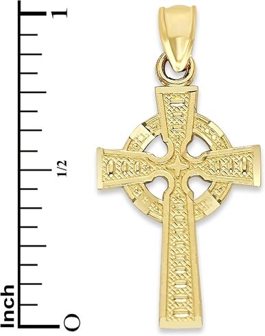 Solid 10K Yellow Gold Celtic Cross Pendant with Diamond-Cut Finish in Kuwait