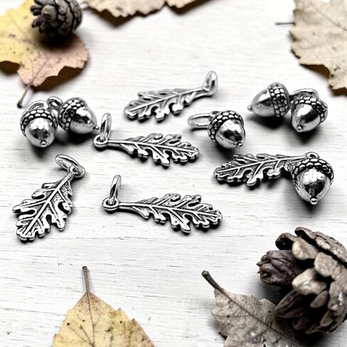 KEVIN N ANNA 925 Sterling Silver Acorn & Oak Leaf Charm Set (Charm Only) in Kuwait