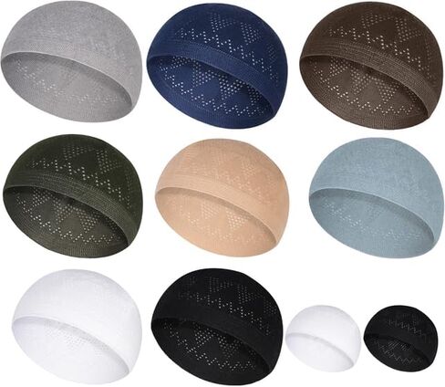 Kufi Hats for Men - Skull Beanie - Taqiyah Crochet caps cufi - Muslim Hats for Islamic Gifts and Prayer Cap - Tupi in Kuwait