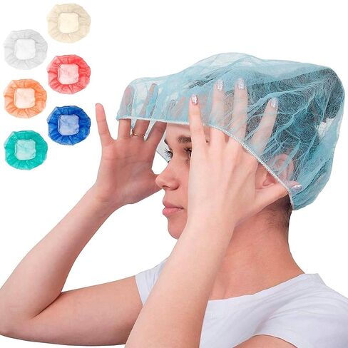 ABC PACK & SUPPLY Orange Bouffant Caps 24 Inch. Pack of 100 Non Woven Hair Caps with Elastic Band. Breathable Disposable Polypropylene Hats. Unisex Protective Hair Covers for Food Service in Saudi Arabia
