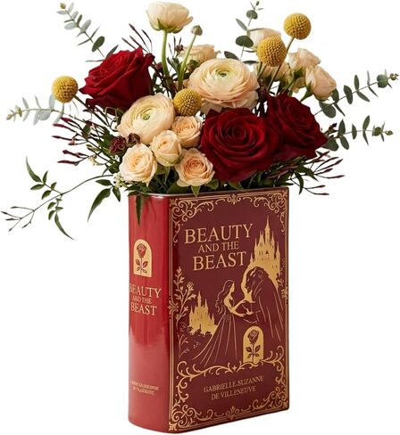 Beauty and the Beast Inspired Book-Shaped Ceramic Vase – Decorative Floral Vase for Home & Bookshelf Décor, Unique in Kuwait