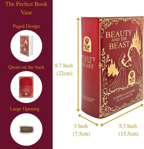 Beauty and the Beast Inspired Book-Shaped Ceramic Vase – Decorative Floral Vase for Home & Bookshelf Décor, Unique in Kuwait