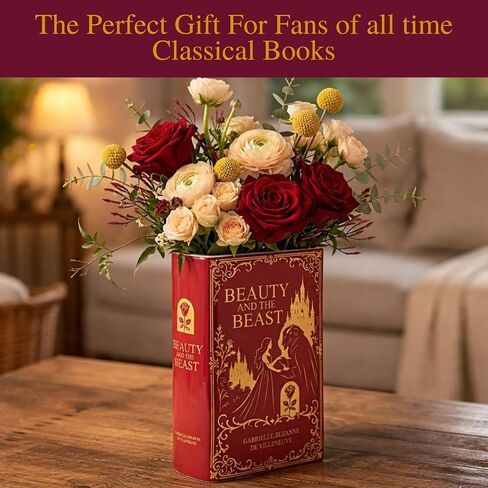 Beauty and the Beast Inspired Book-Shaped Ceramic Vase – Decorative Floral Vase for Home & Bookshelf Décor, Unique in Kuwait