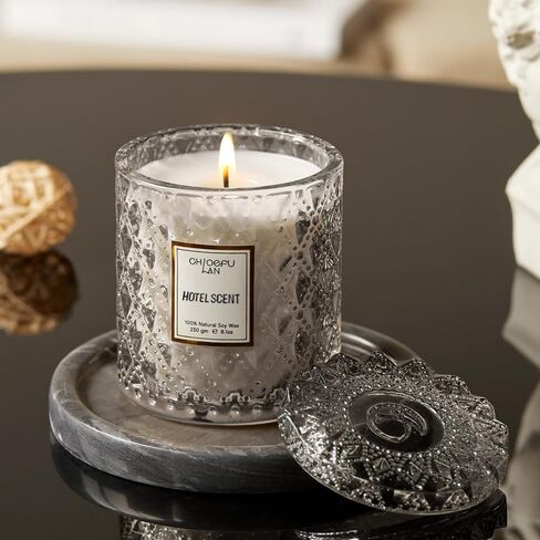 شمعة معطرة بالزيت العطري الطبيعي للفنادق، هدايا شموع الصويا المعطرة الفاخرة، معطرة للغاية، 8.1 أونصة، مزيج فريد لتعزيز النوم وتخفيف التوتر in Kuwait
