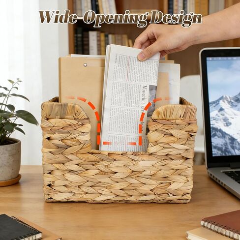 Hanging Magazine Basket for Mail Book File - Woven Wall Magazine Holder Storage for bathroom Kitchen Office - Water Hyacinth Farmhouse Storage in Saudi Arabia
