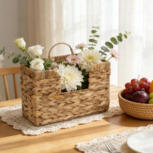 Hanging Magazine Basket for Mail Book File - Woven Wall Magazine Holder Storage for bathroom Kitchen Office - Water Hyacinth Farmhouse Storage in Saudi Arabia