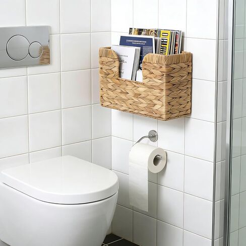 Hanging Magazine Basket for Mail Book File - Woven Wall Magazine Holder Storage for bathroom Kitchen Office - Water Hyacinth Farmhouse Storage in Saudi Arabia