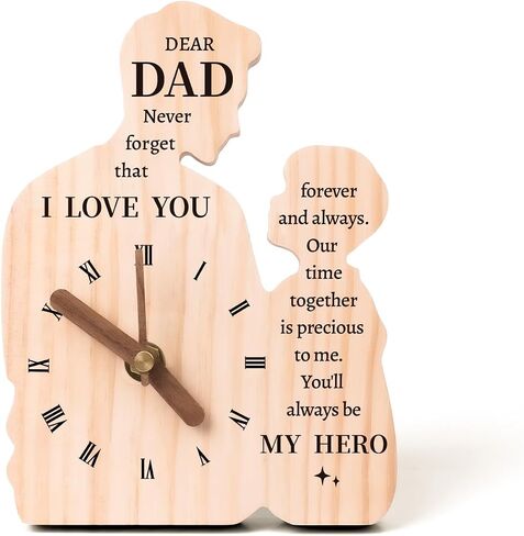 Dad Gifts from Son, Wooden Clock Gifts for Dads, Birthday Valentines Gift for Dad Father Papa Stepdad, Fathers Day Present from Child to My Dad in Saudi Arabia