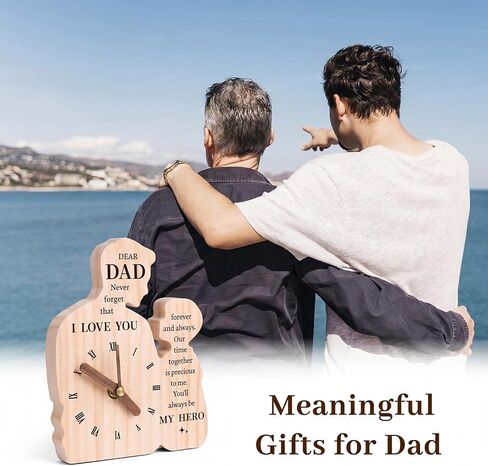 Dad Gifts from Son, Wooden Clock Gifts for Dads, Birthday Valentines Gift for Dad Father Papa Stepdad, Fathers Day Present from Child to My Dad in Saudi Arabia