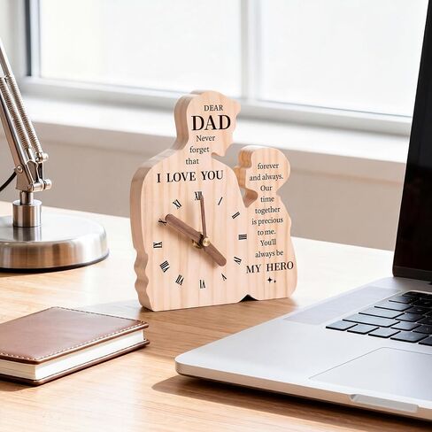 Dad Gifts from Son, Wooden Clock Gifts for Dads, Birthday Valentines Gift for Dad Father Papa Stepdad, Fathers Day Present from Child to My Dad in Saudi Arabia
