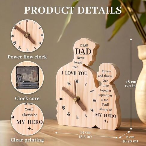 Dad Gifts from Son, Wooden Clock Gifts for Dads, Birthday Valentines Gift for Dad Father Papa Stepdad, Fathers Day Present from Child to My Dad in Saudi Arabia