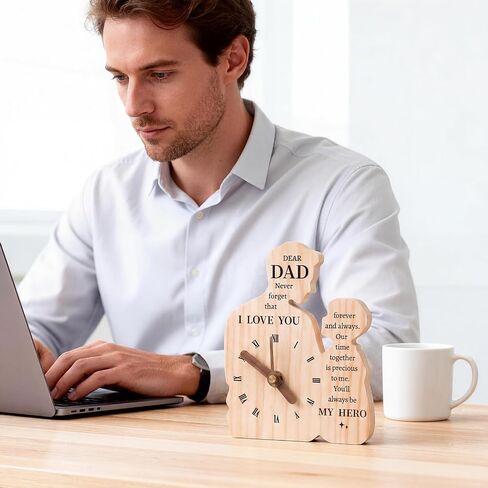 Dad Gifts from Son, Wooden Clock Gifts for Dads, Birthday Valentines Gift for Dad Father Papa Stepdad, Fathers Day Present from Child to My Dad in Saudi Arabia