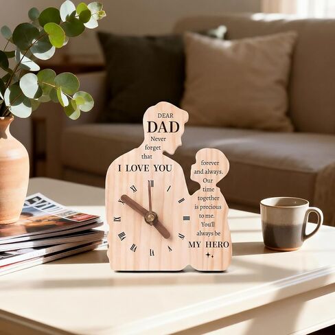 Dad Gifts from Son, Wooden Clock Gifts for Dads, Birthday Valentines Gift for Dad Father Papa Stepdad, Fathers Day Present from Child to My Dad in Saudi Arabia