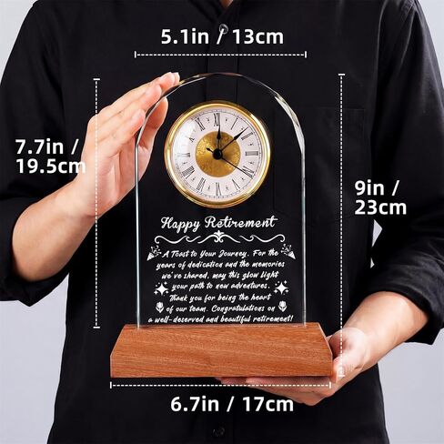 Retirement Gifts for Women Men, Personalized Alarm Clock with Warm Night Light, Decorative Commemorative Keepsake for Retired Coworker, Boss, Teacher, Friends, Happy Retirement Table Decor（Wooden） in Kuwait