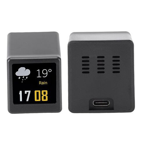 OPPWONG Mini Digital Clock with Weather Forecast, 1.54in IPS Screen Dynamic Temperature Humidity Display, GIF Photo Album WiFi Desktop Clock, Ideal for Car Office Home in Kuwait