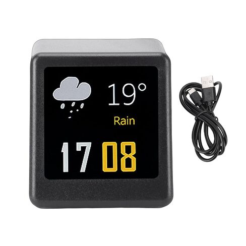 OPPWONG Mini Digital Clock with Weather Forecast, 1.54in IPS Screen Dynamic Temperature Humidity Display, GIF Photo Album WiFi Desktop Clock, Ideal for Car Office Home in Kuwait