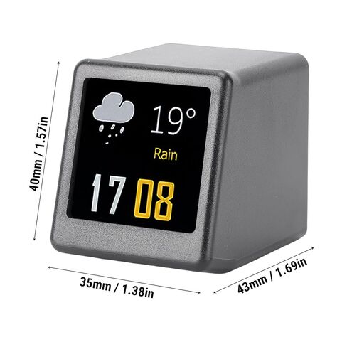 OPPWONG Mini Digital Clock with Weather Forecast, 1.54in IPS Screen Dynamic Temperature Humidity Display, GIF Photo Album WiFi Desktop Clock, Ideal for Car Office Home in Kuwait
