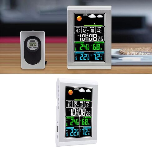 Weather Clock Wall Digital Display Garden Monitoring Indoor Outdoor Temperature Humidity Meter in Kuwait