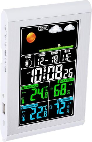 Weather Clock Wall Digital Display Garden Monitoring Indoor Outdoor Temperature Humidity Meter in Kuwait
